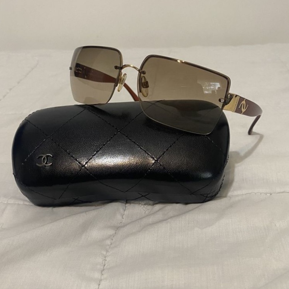 Rare Vintage Chanel Semi Rimless Sunglasses with Case